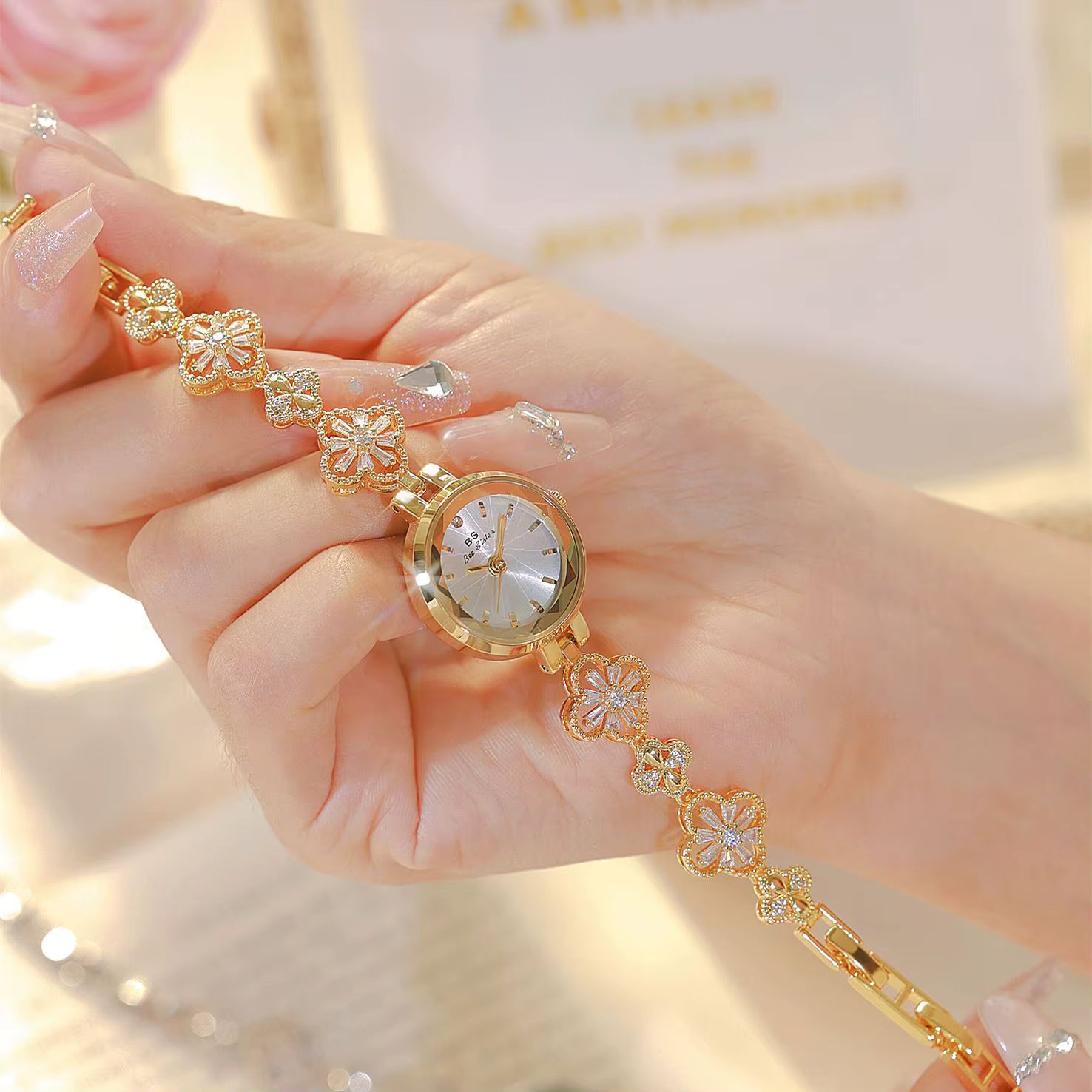 Luna Flora Crystal Blossom Bracelet Watch 5