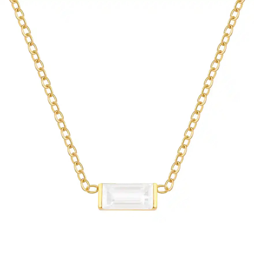 Baguette Birthstone Necklace