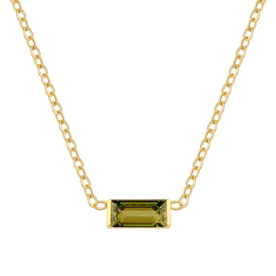 Baguette Birthstone Necklace