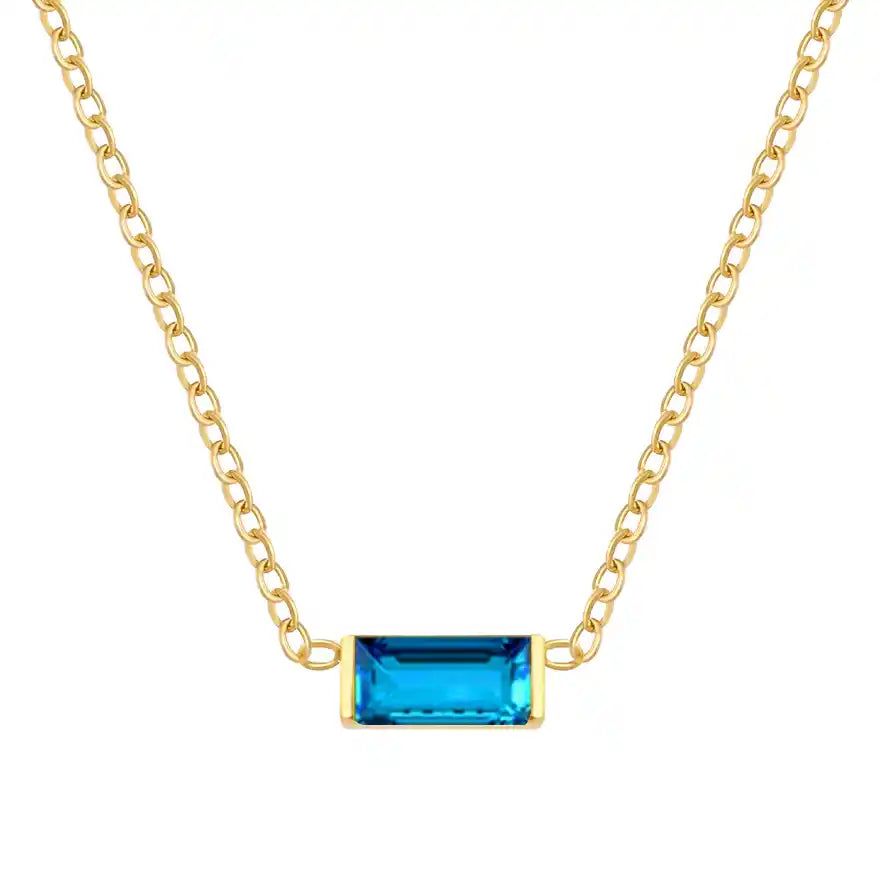 Baguette Birthstone Necklace