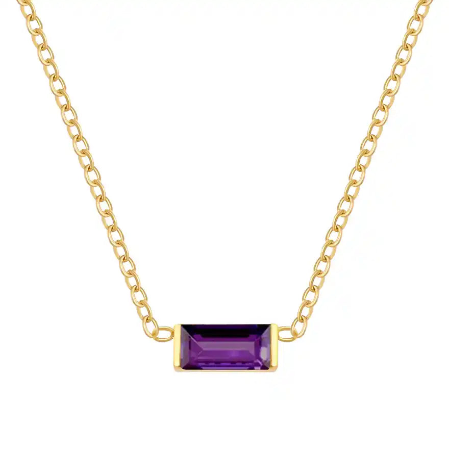 Baguette Birthstone Necklace