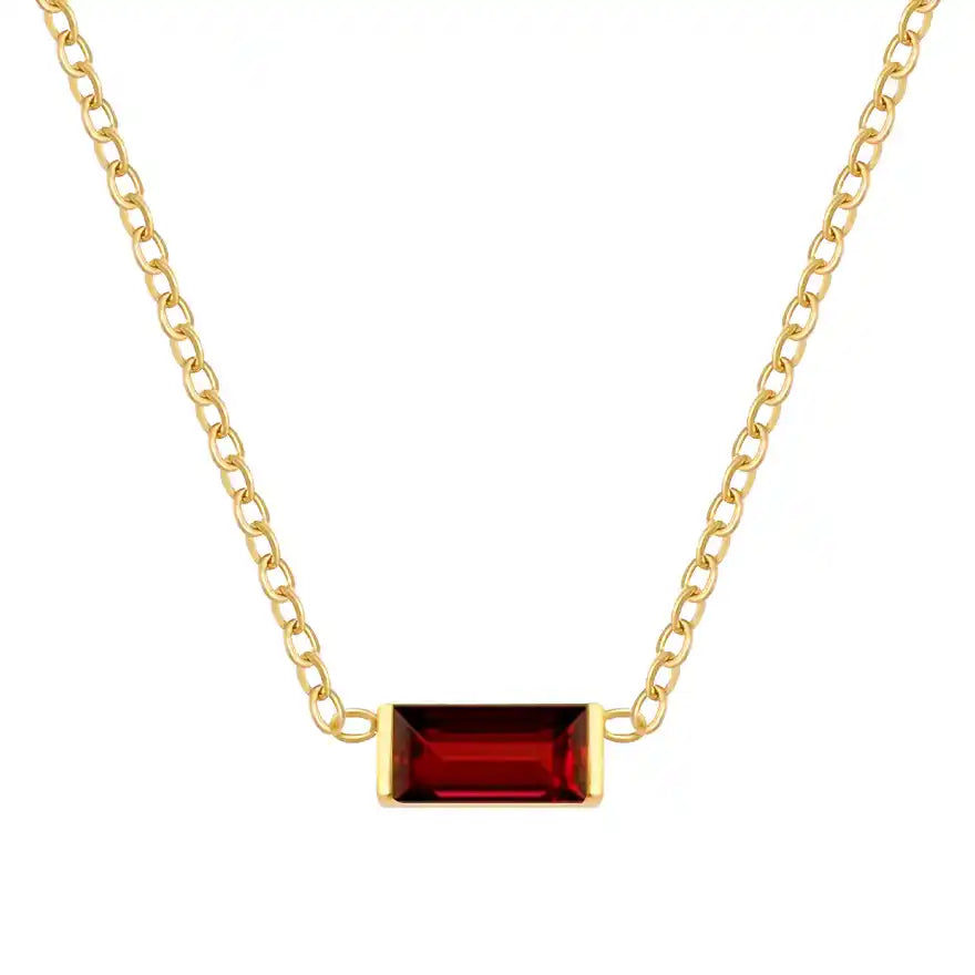 Baguette Birthstone Necklace