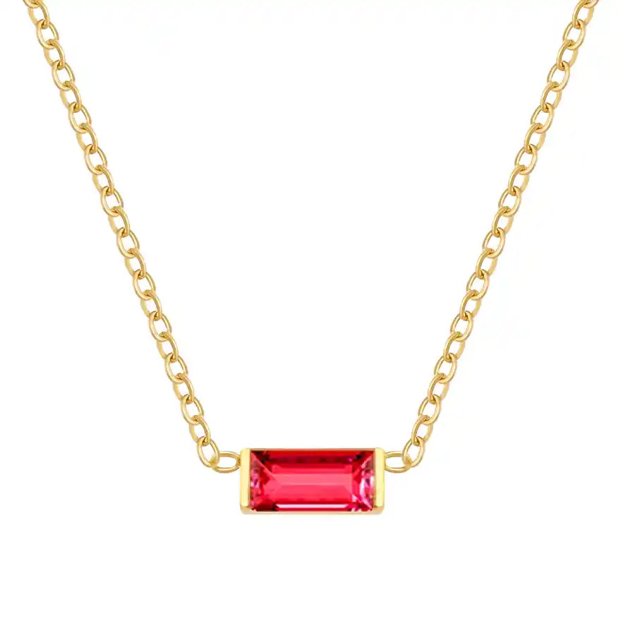 Baguette Birthstone Necklace