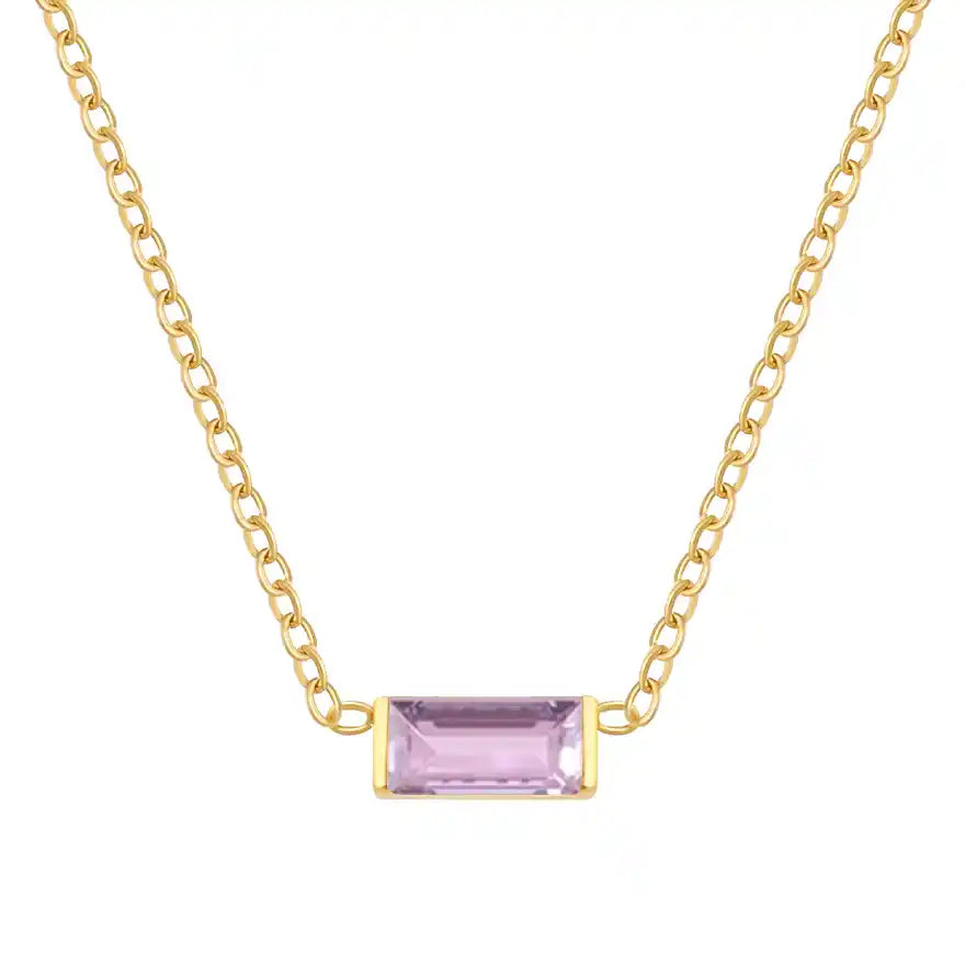 Baguette Birthstone Necklace