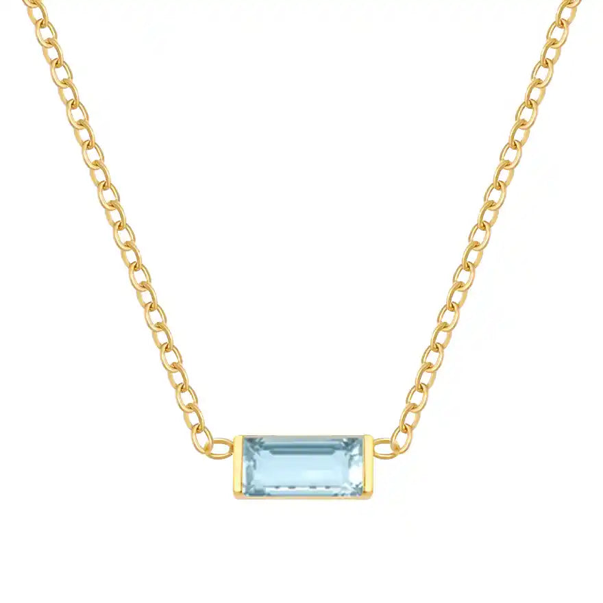Baguette Birthstone Necklace