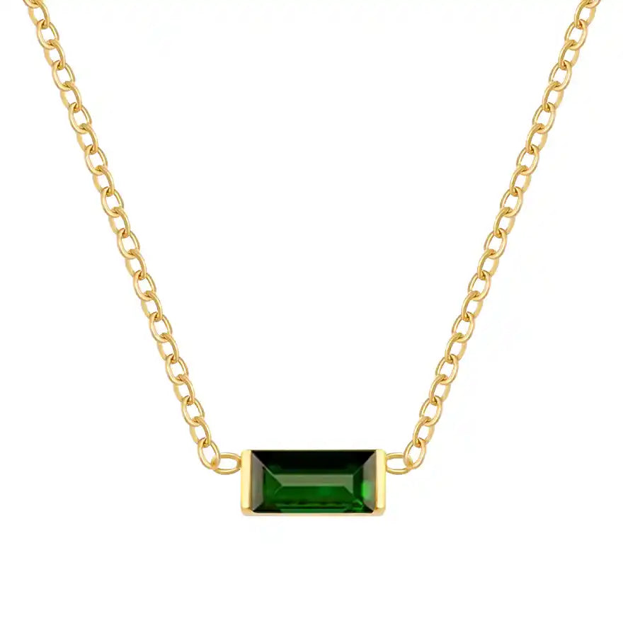 Baguette Birthstone Necklace