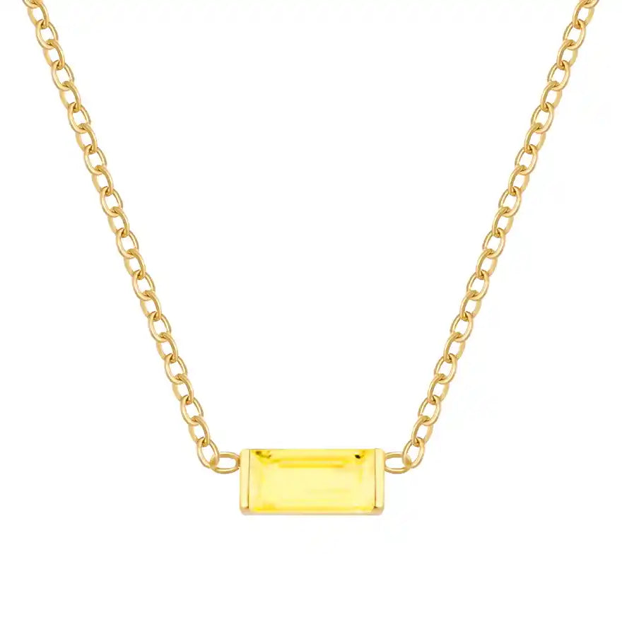 Baguette Birthstone Necklace