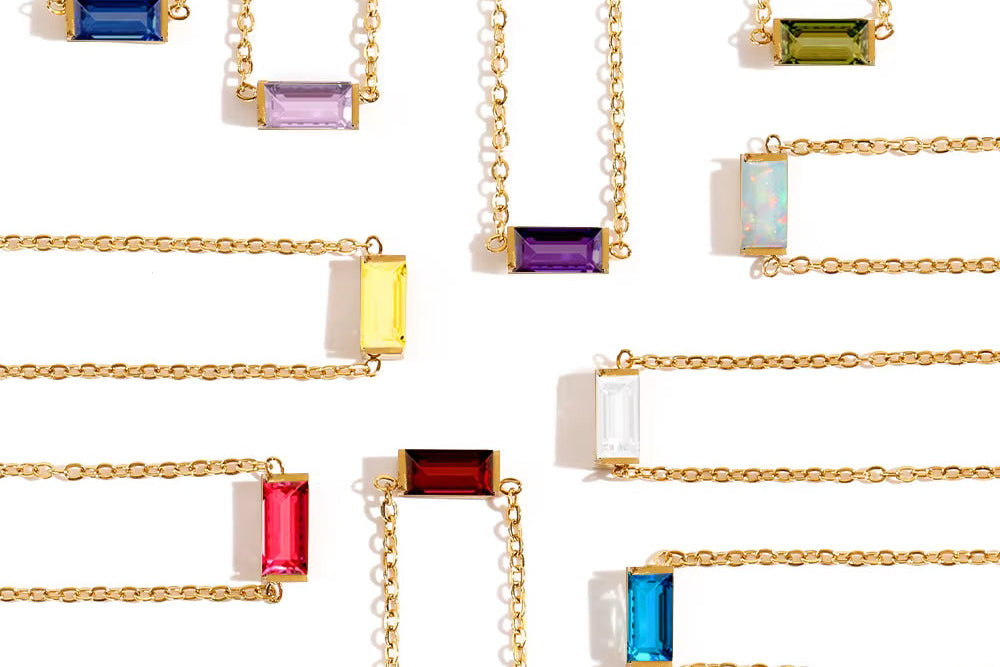 Baguette Birthstone Necklace 6