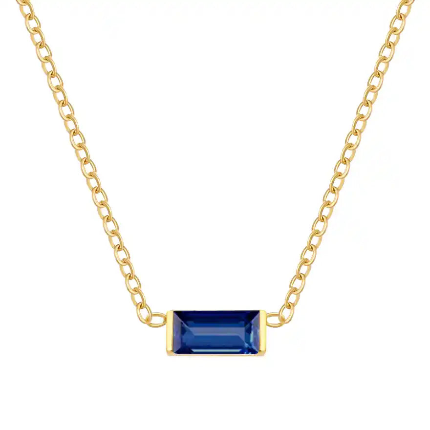 Baguette Birthstone Necklace