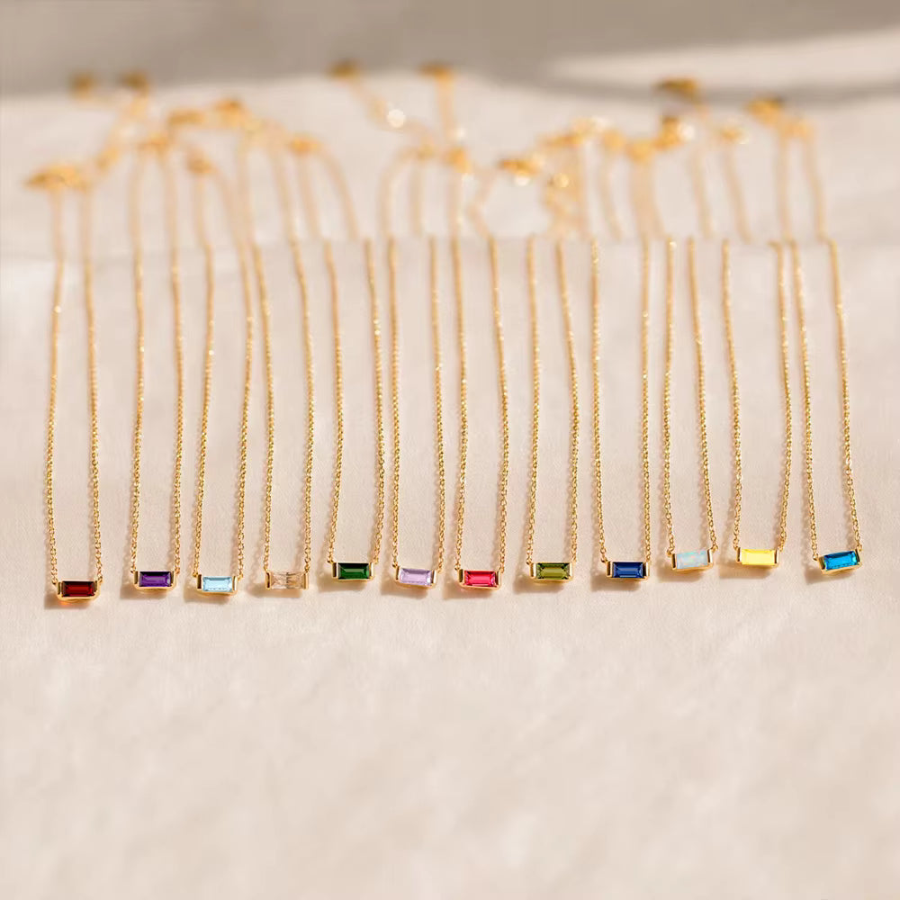 Baguette Birthstone Necklace 4