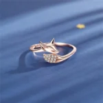 Vixie Rose Gold Fox Crystal Ring