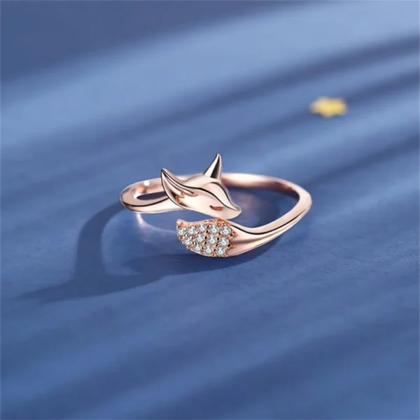 Vixie Rose Gold Fox Crystal Ring
