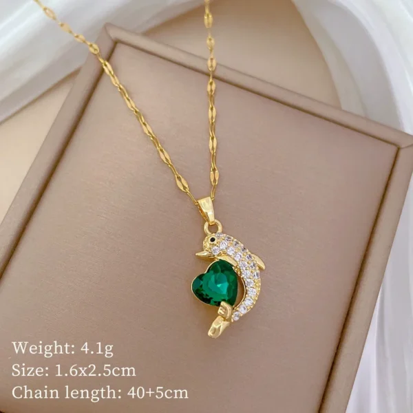 Ocean Heart Gold Dolphin Necklace