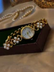 BelleLuxe Elegant Gold Pearl-Inlaid Watch