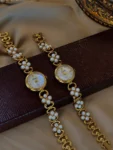 BelleLuxe Elegant Gold Pearl-Inlaid Watch
