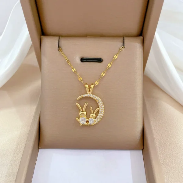 Moonbunny Celestial Moon and Rabbit Gold