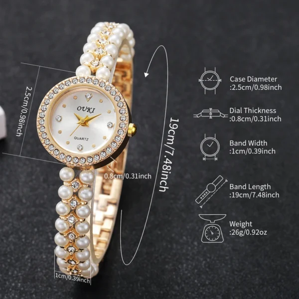 Liana Elegant Pearl Bracelet Watch