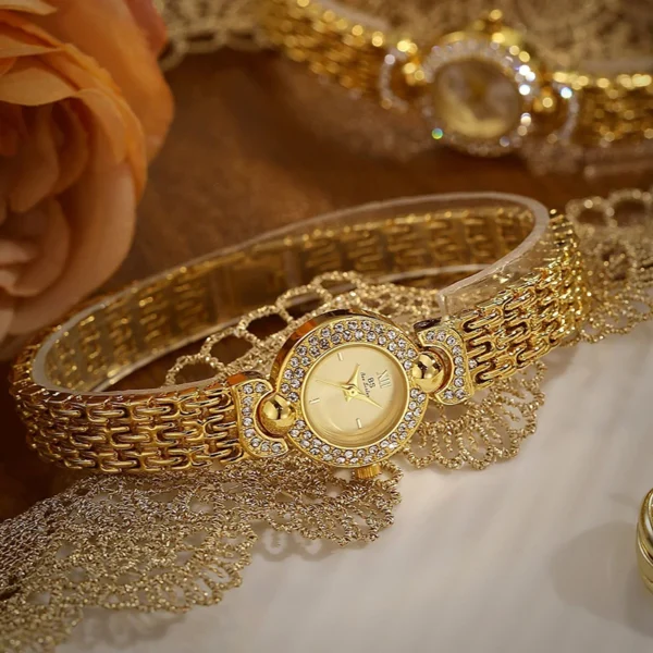 Aurora Gold Rhinestone Bracelet Watch