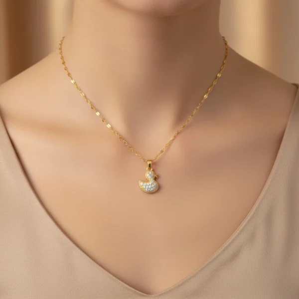 Lucky Duck Gold-Plated with Cubic Zirconia