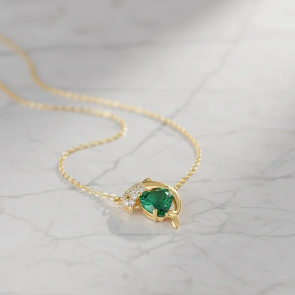 Ocean Heart Gold Dolphin Necklace