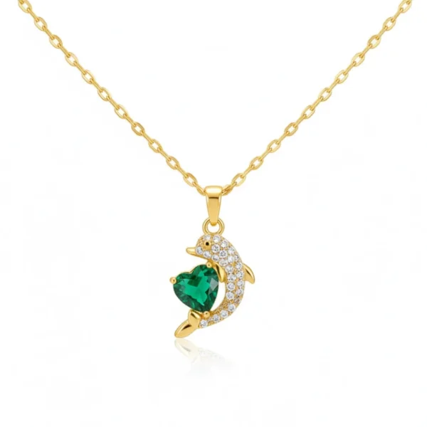 Ocean Heart Gold Dolphin Necklace